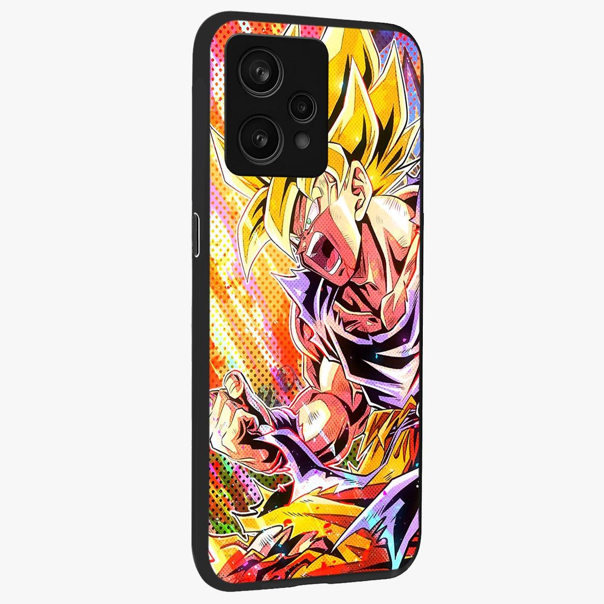 Firing Goku Glass Case upright view showcasing energetic anime artwork with bold warrior theme.