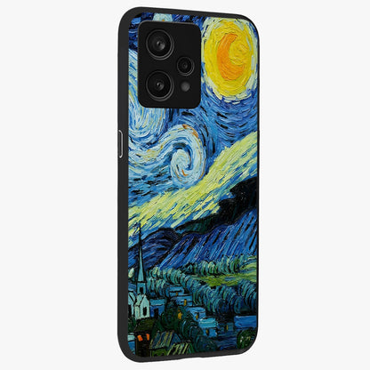 Van Gogh Art Glass Case upright view showcasing expressive painting style artwork with timeless artistic theme.