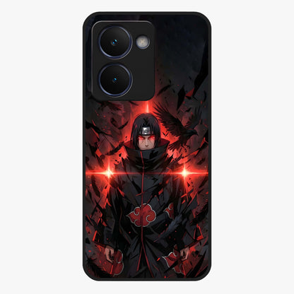 Focused Blade Discipline Glass Case showing flat back view with warrior sword themed artwork and glossy glass finish.