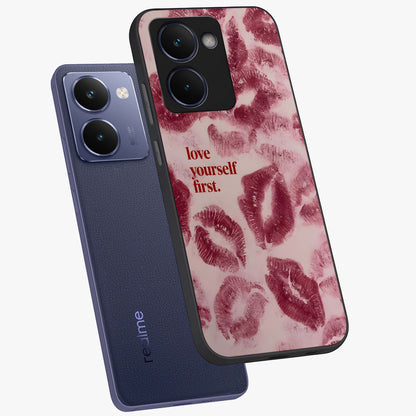 Crimson Kiss Love Glass Case displayed in angled mockup highlighting bold love inspired design with modern aesthetic style.
