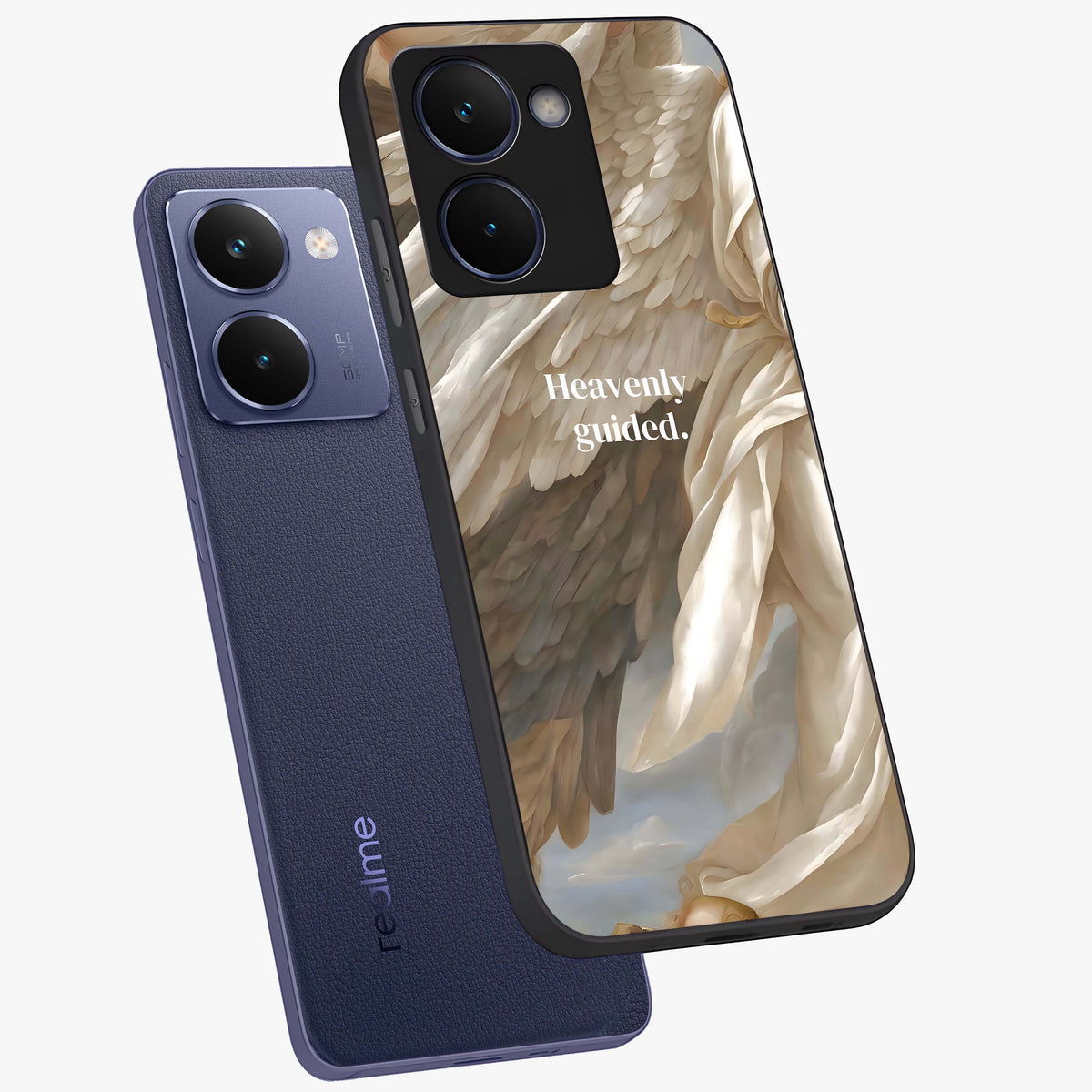 Divine Winged Grace Glass Case displayed in angled mockup highlighting graceful wing design with divine aesthetic style.