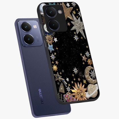 Galactic Jewel Stars Glass Case displayed in angled mockup highlighting shining celestial star design with cosmic aesthetic style.