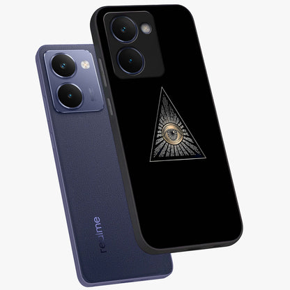 Illuminati Evil Glass Case displayed in angled mockup highlighting dark occult inspired design with bold aesthetic style.