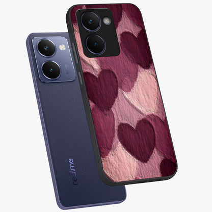 Layered Paper Hearts Glass Case displayed in angled mockup highlighting creative paper craft heart design with romantic aesthetic.