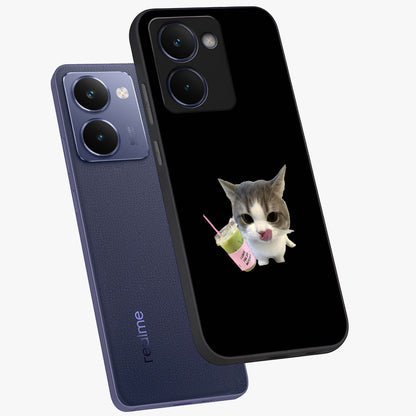 Matcha Cat Style Glass Case displayed in angled mockup highlighting playful feline design with pastel matcha aesthetic.