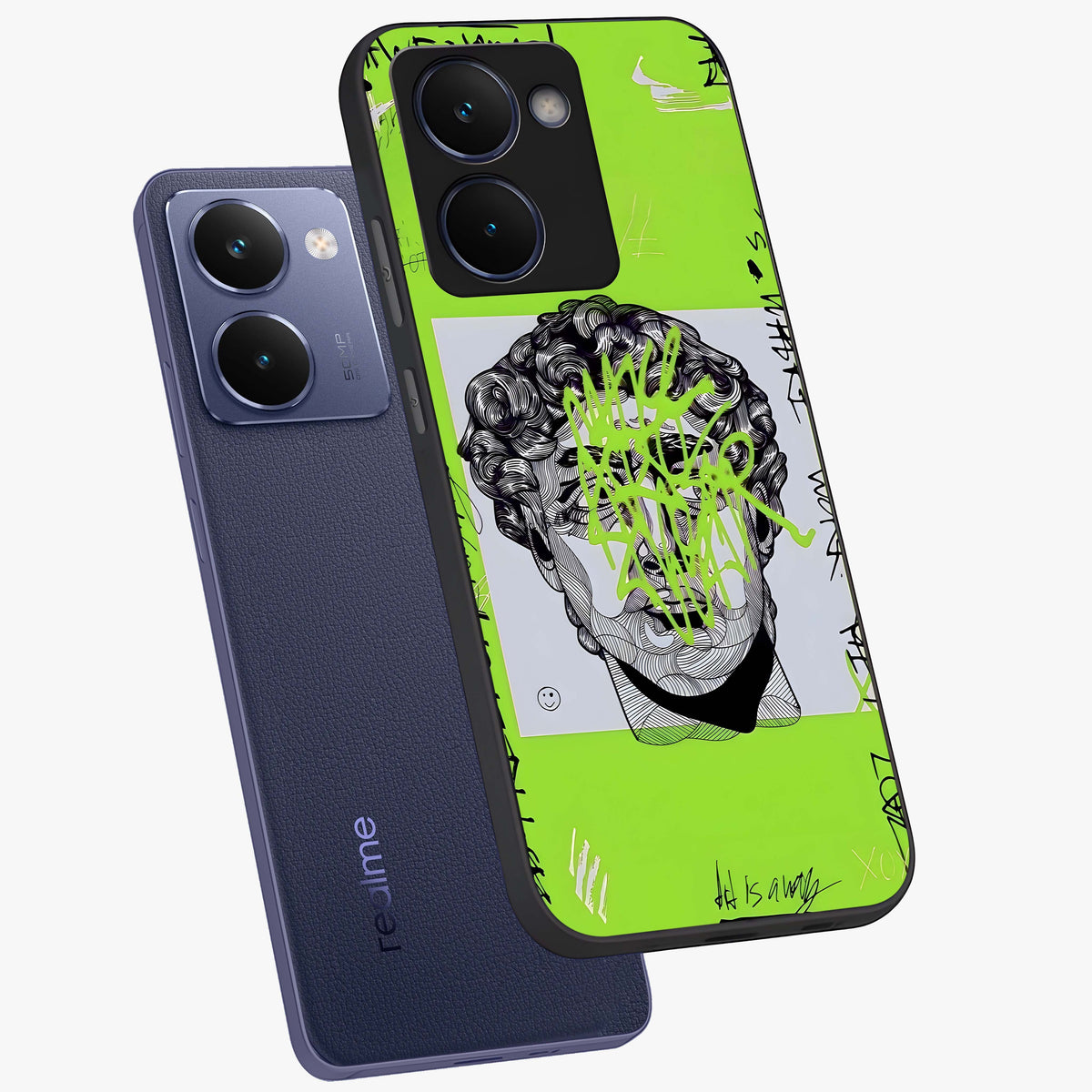 Neo Graffiti Rebellion Glass Case displayed in angled mockup highlighting urban street art design with rebellious aesthetic.