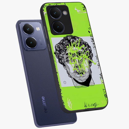 Neo Graffiti Rebellion Glass Case displayed in angled mockup highlighting urban street art design with rebellious aesthetic.