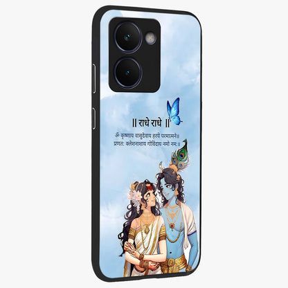 Radha Krishna Eternal Glass Case upright view showcasing sacred Radha Krishna artwork with eternal devotional theme.