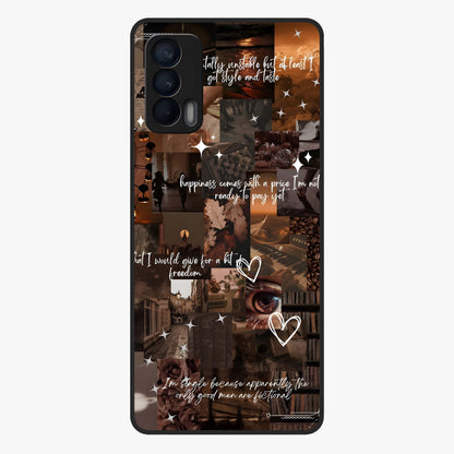 Bittersweet Aesthetic Chaos Glass Case showing flat back view with artistic chaotic aesthetic design and glossy glass finish.