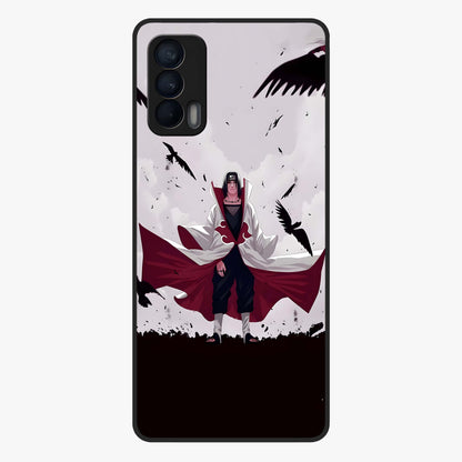 Crimson Crow Ascension Glass Case showing flat back view with mystical crow artwork and glossy glass finish.