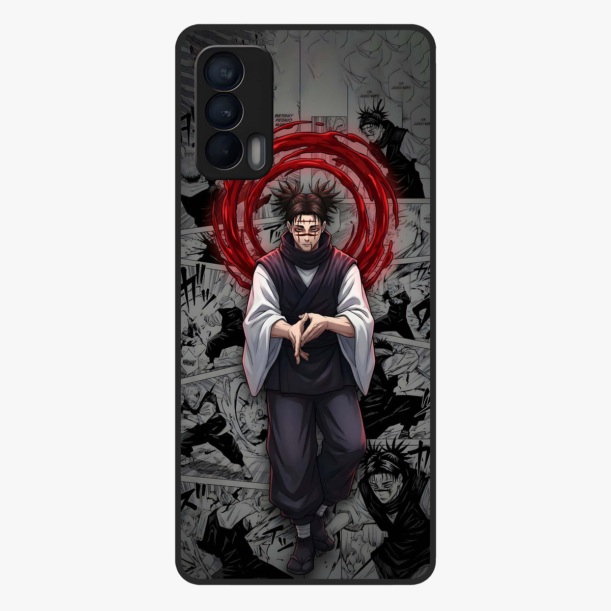 Cursed Ritual Ascension Glass Case showing flat back view with dark ritual themed artwork and glossy glass finish.