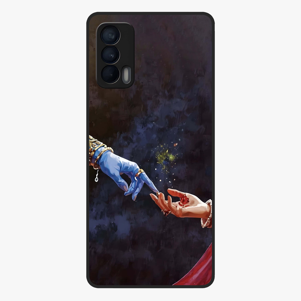 Divine Touch Eternal Glass Case showing flat back view with spiritual themed artwork and glossy glass finish.