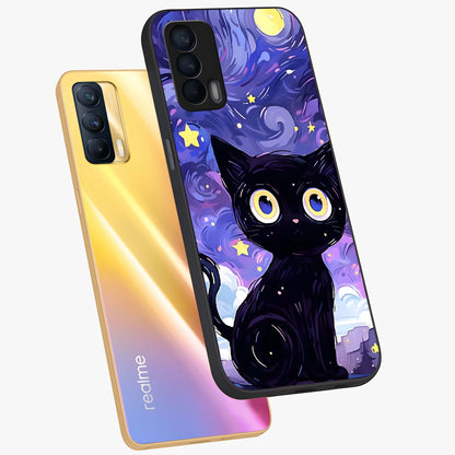 Abstract Cat Art Glass Case displayed in angled mockup highlighting modern abstract cat artwork and sleek glass surface.