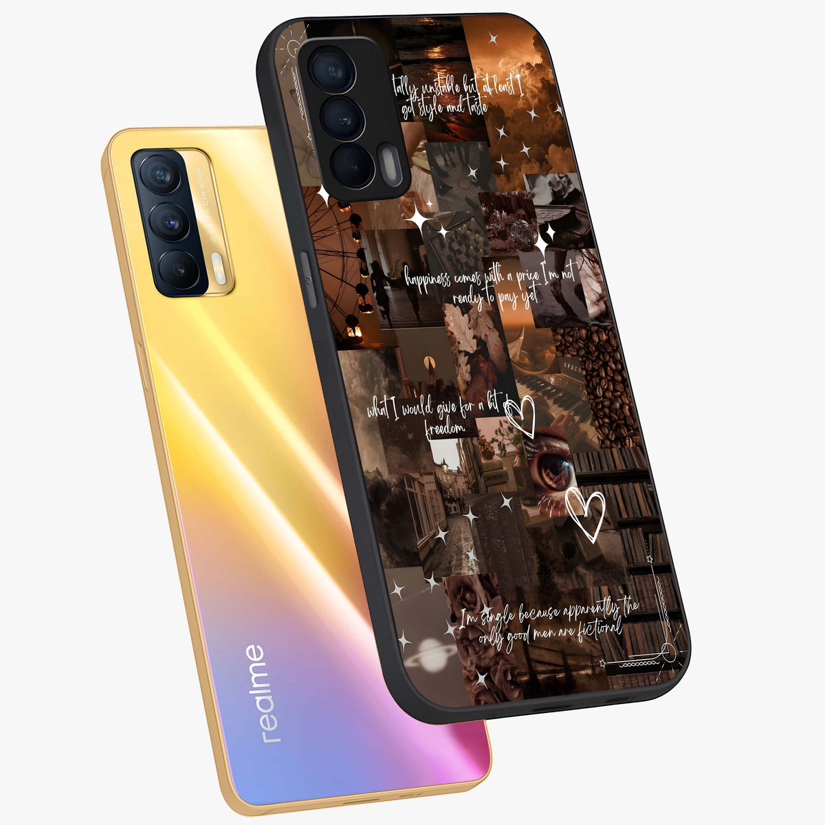 Bittersweet Aesthetic Chaos Glass Case displayed in angled mockup highlighting expressive abstract artwork and edgy aesthetic theme.