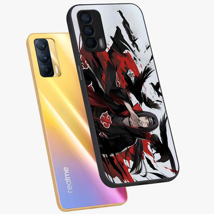Crimson Crow Illusion Glass Case displayed in angled mockup highlighting mysterious crow graphic with dark aesthetic style.