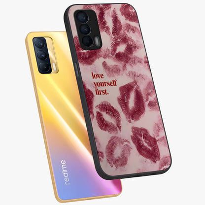 Crimson Kiss Love Glass Case displayed in angled mockup highlighting bold love inspired design with modern aesthetic style.