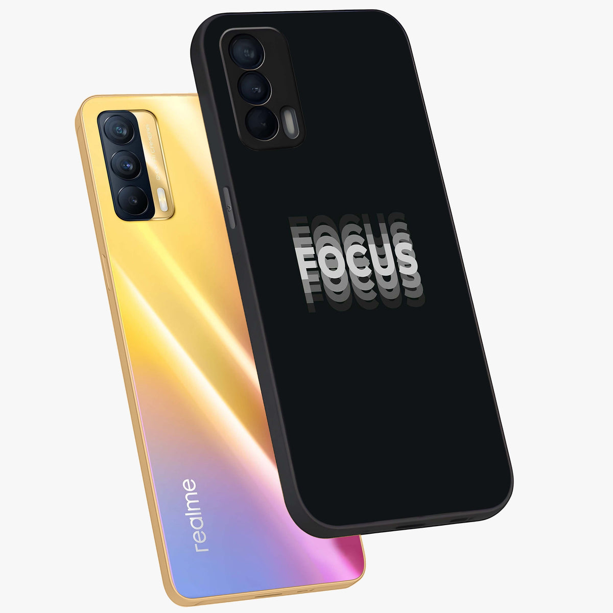 Focus Mode On Glass Case displayed in angled mockup highlighting clean minimal text artwork with modern aesthetic style.