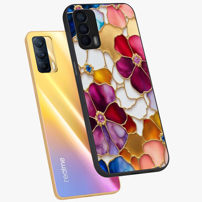 Marble Flower Pattern Glass Case displayed in angled mockup highlighting elegant marble floral design with modern aesthetic.
