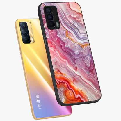 Rose Quartz Marble Glass Case displayed in angled mockup highlighting elegant marble pattern with soft aesthetic style.
