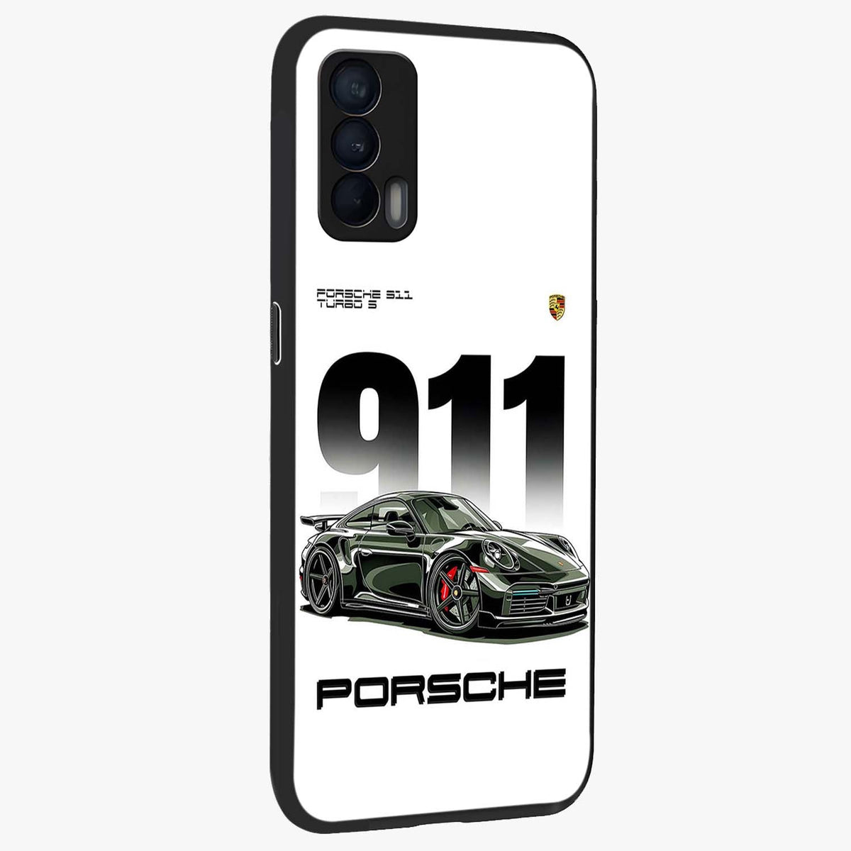 911 Turbo Dominance Glass Case upright perspective showcasing powerful racing design and modern automotive aesthetic.