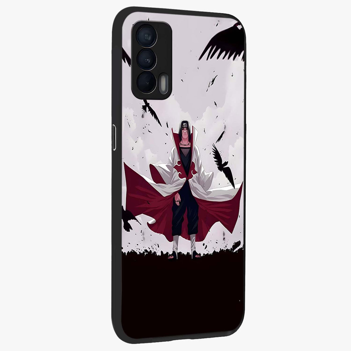 Crimson Crow Ascension Glass Case upright view showcasing dramatic crow artwork with bold gothic theme.