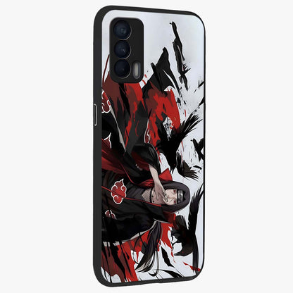 Crimson Crow Illusion Glass Case upright view showcasing striking crow illusion artwork with intense crimson theme.