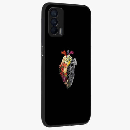 Heart With Flowers Glass Case upright view showcasing decorative heart and floral artwork with sweet romantic theme.