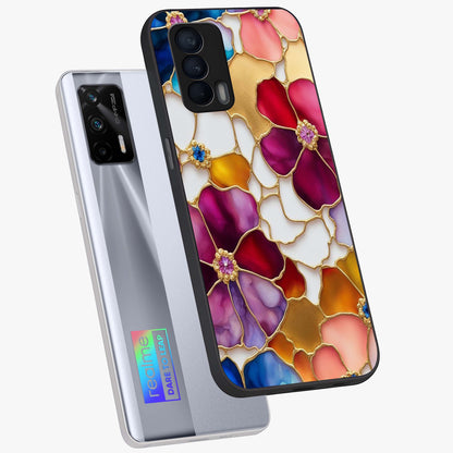 Marble Flower Pattern Glass Case displayed in angled mockup highlighting elegant marble floral design with modern aesthetic.