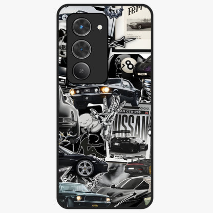 Aesthetic Dark Love Glass Case showing flat back view with dark romantic artwork and glossy glass finish.