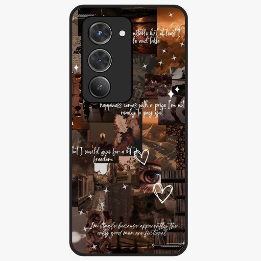 Bittersweet Aesthetic Chaos Glass Case showing flat back view with artistic chaotic aesthetic design and glossy glass finish.
