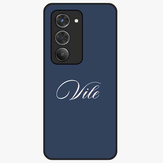Blue Background Personalized Custom Name Glass Case showing flat back view with minimal blue background and custom name design.