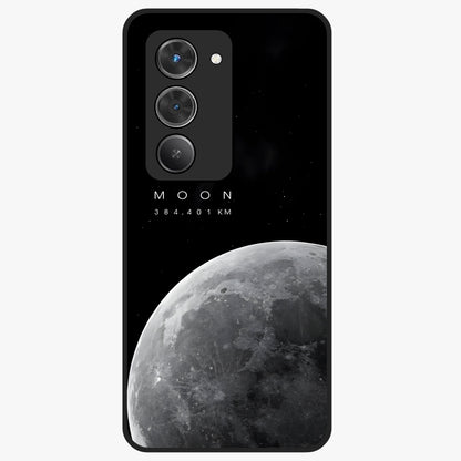 Cosmic Moon Glow Glass Case showing flat back view with glowing moon artwork and glossy glass finish.