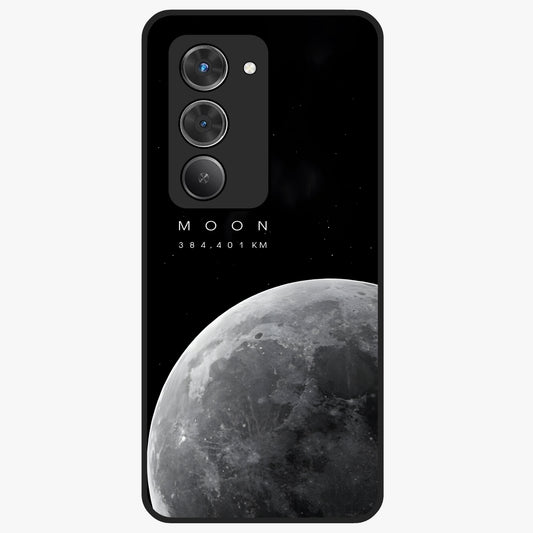 Cosmic Moon Glow Glass Case showing flat back view with glowing moon artwork and glossy glass finish.