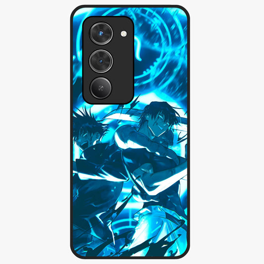 Cursed Energy Clash Glass Case showing flat back view with intense cursed energy artwork and glossy glass finish.