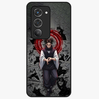 Cursed Ritual Ascension Glass Case showing flat back view with dark ritual themed artwork and glossy glass finish.