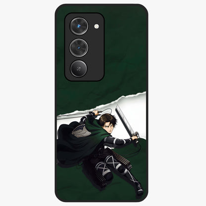 Emerald War Vanguard Glass Case showing flat back view with powerful warrior themed artwork and glossy glass finish.