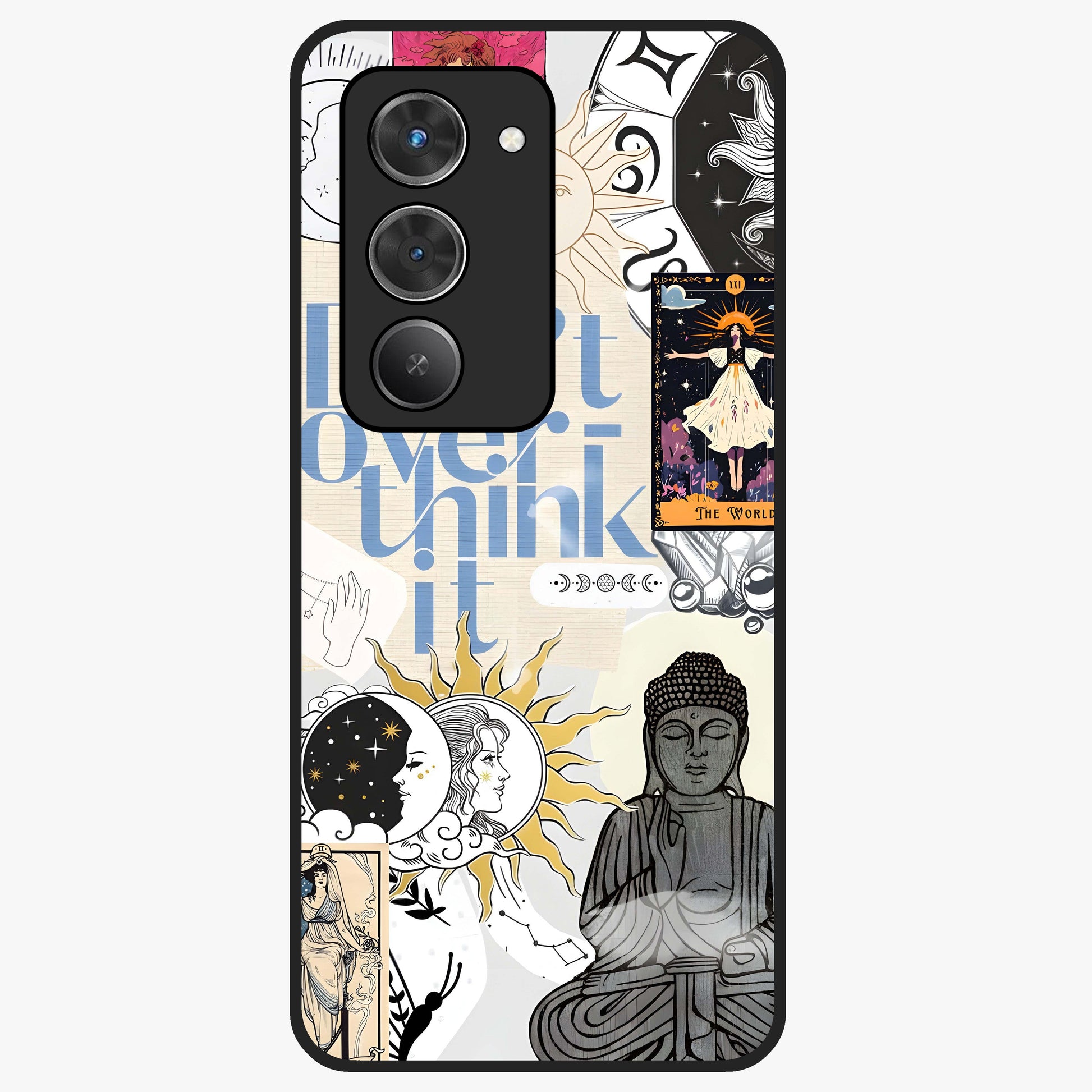 Ethereal Thoughts Glass Case showing flat back view with dreamy artistic artwork and glossy glass finish.