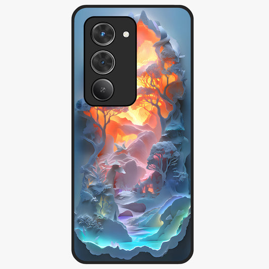 Glow Forest Portal Glass Case showing flat back view with glowing forest portal artwork and glossy glass finish.