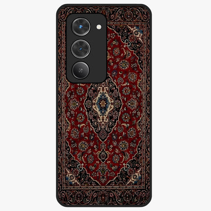 Heritage Carpet Royale Glass Case showing flat back view with ornate Persian carpet inspired pattern and glossy glass finish.