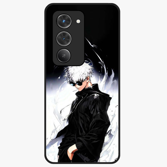 Limitless Shadow King Glass Case showing flat back view with powerful shadow warrior artwork and glossy glass finish.