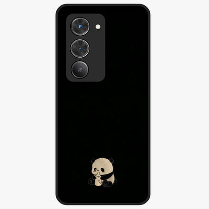 Midnight Panda Love Glass Case showing flat back view with cute panda themed artwork and glossy glass finish.