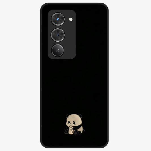 Midnight Panda Love Glass Case showing flat back view with cute panda themed artwork and glossy glass finish.
