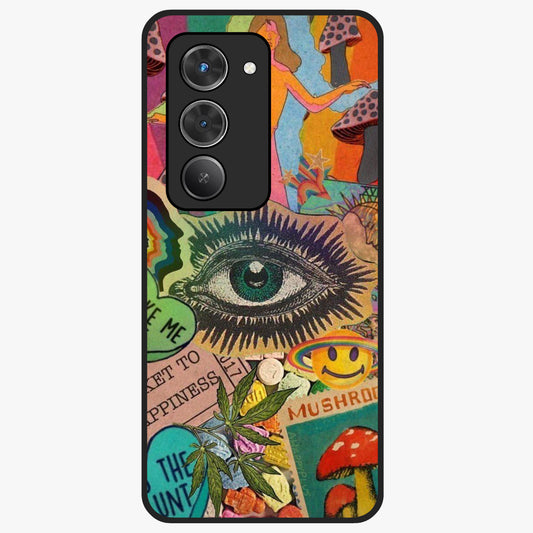 Mystic Eye Wonderland Glass Case showing flat back view with mystical eye themed artwork and glossy glass finish.