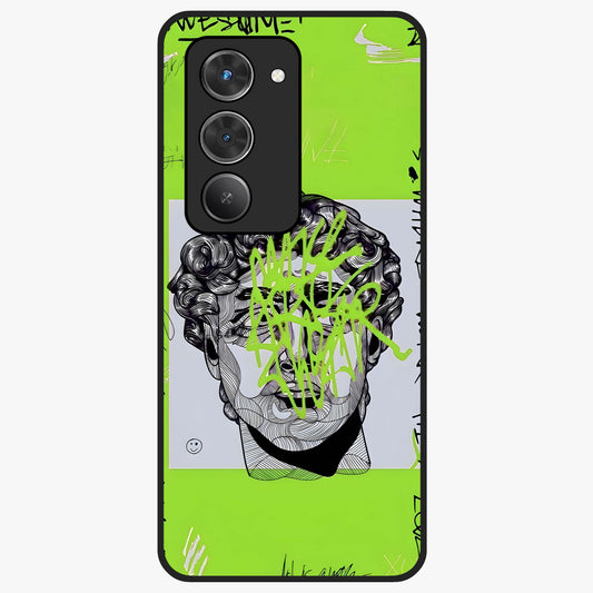 Neo Graffiti Rebellion Glass Case showing flat back view with vibrant graffiti artwork and glossy glass finish.