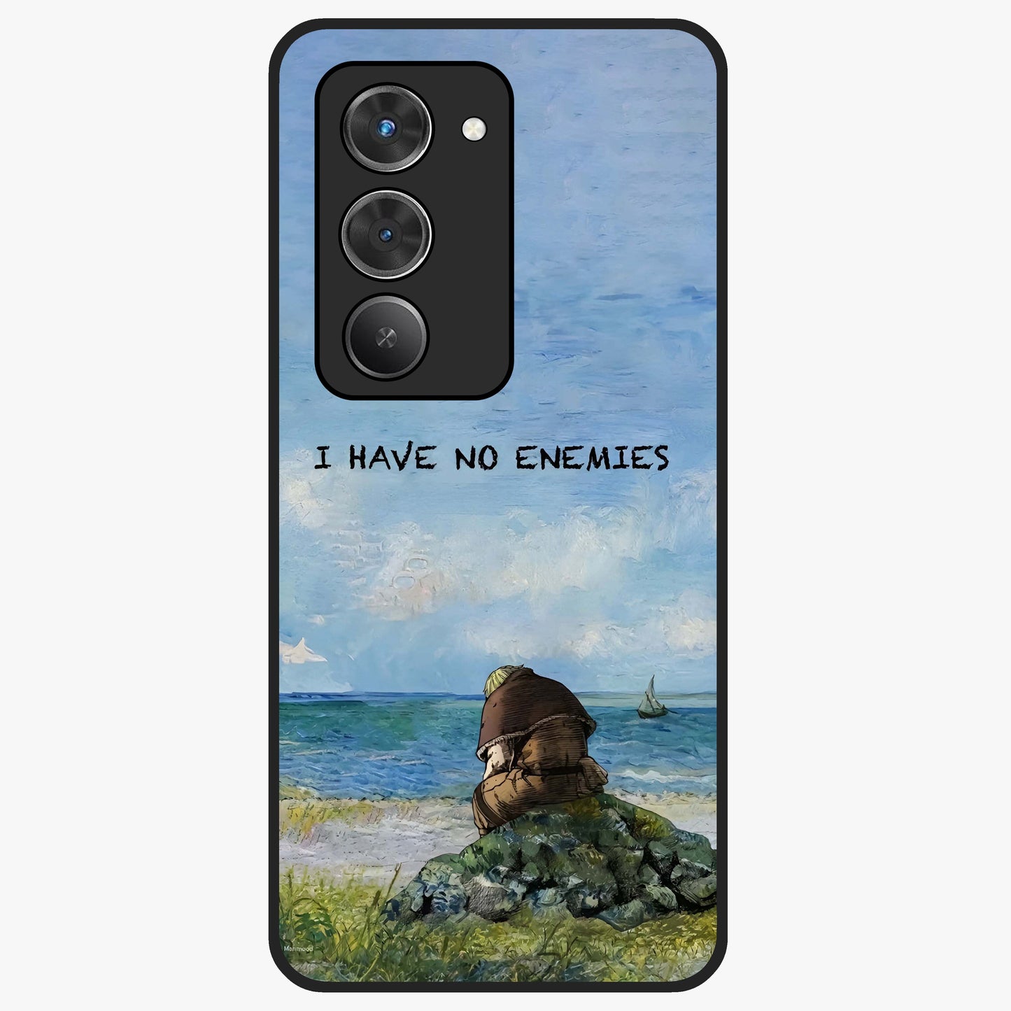 Peace Beyond War Glass Case showing flat back view with symbolic peace themed artwork and glossy glass finish.