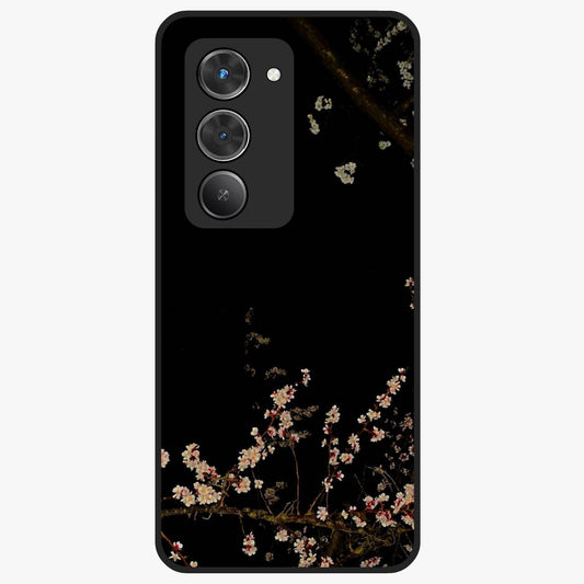 Petal Moon Light With Custom Name Glass Case showing flat back view with floral moonlight artwork and personalized name design.