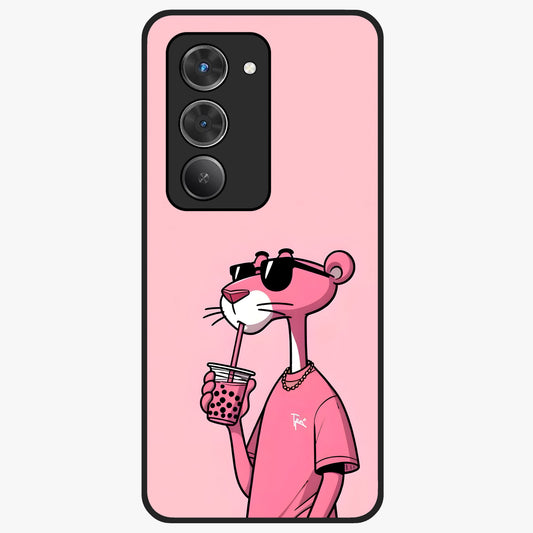 Pink Panther Glass Case showing flat back view with iconic pink panther artwork and glossy glass finish.