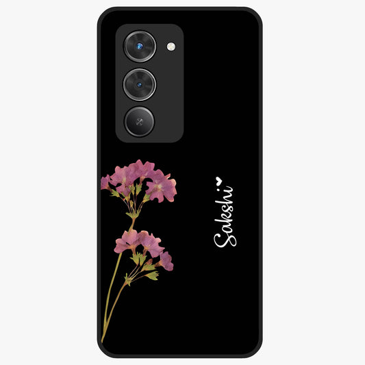 Riching Lavender Flower Custom Name Glass Case showing flat back view with lavender floral artwork and personalized name design.