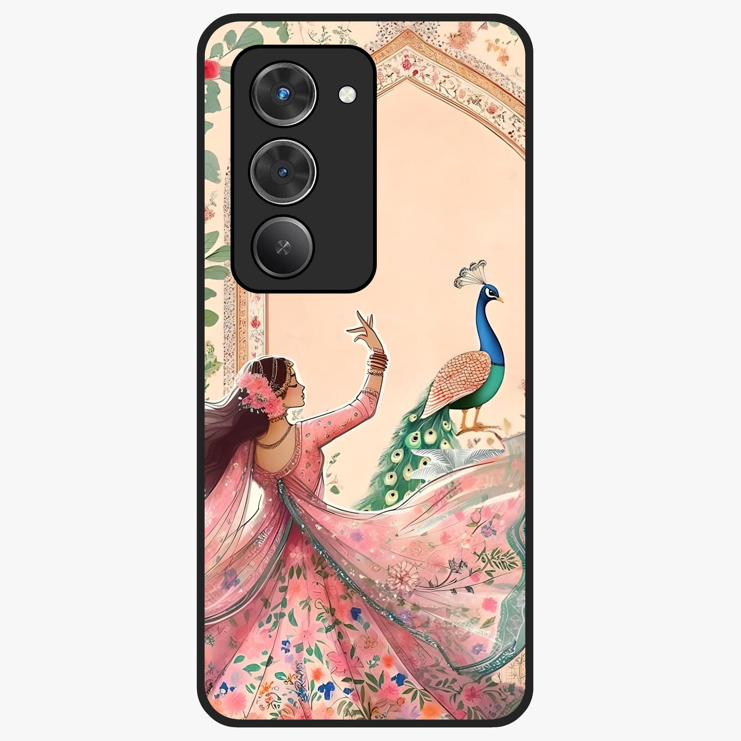 Royal Grace Muse Glass Case showing flat back view with elegant artistic artwork and glossy glass finish.