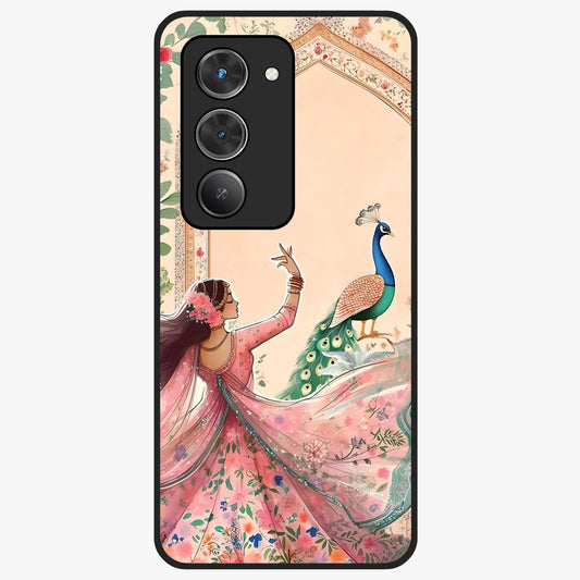 Royal Grace Muse Glass Case showing flat back view with elegant artistic artwork and glossy glass finish.